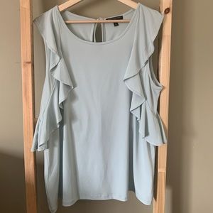 Banana Republic Factory Blue Ruffled Blouse